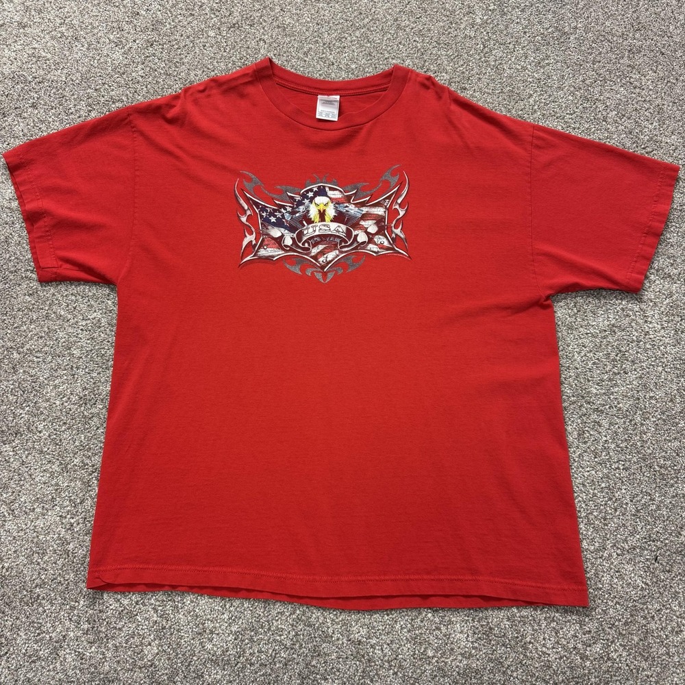 Y2K Alstyle Apparel & Activewear Shirt Mens 2XL Red USA Eagle Flag Tee T-Shirt